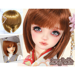 BJD 1/3 Volks Super Dollfie SD B Michele Default Wig Bob Cork Brown DD 8/9 Size